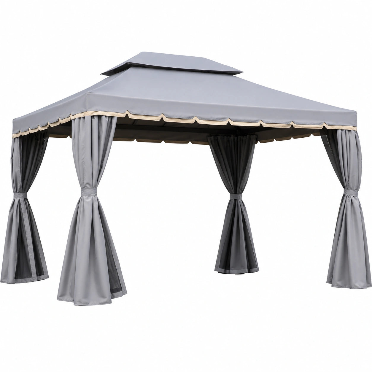Grande tonnelle de jardin 4 x 3 m avec toit double et moustiquaire