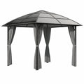 Tonnelle de Jardin 3x3m avec Toit Polycarbonate et Parois Latérales