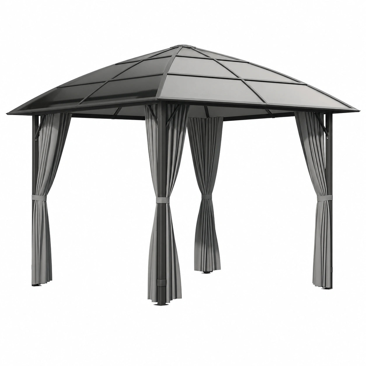 Tonnelle de Jardin 3x3m avec Toit Polycarbonate et Parois Latérales