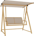 Balancelle de Jardin 2 Places avec Auvent Réglable UV 30+, Cadre en Métal Robuste, Charge 220 kg, 160x112x162 cm, Kaki