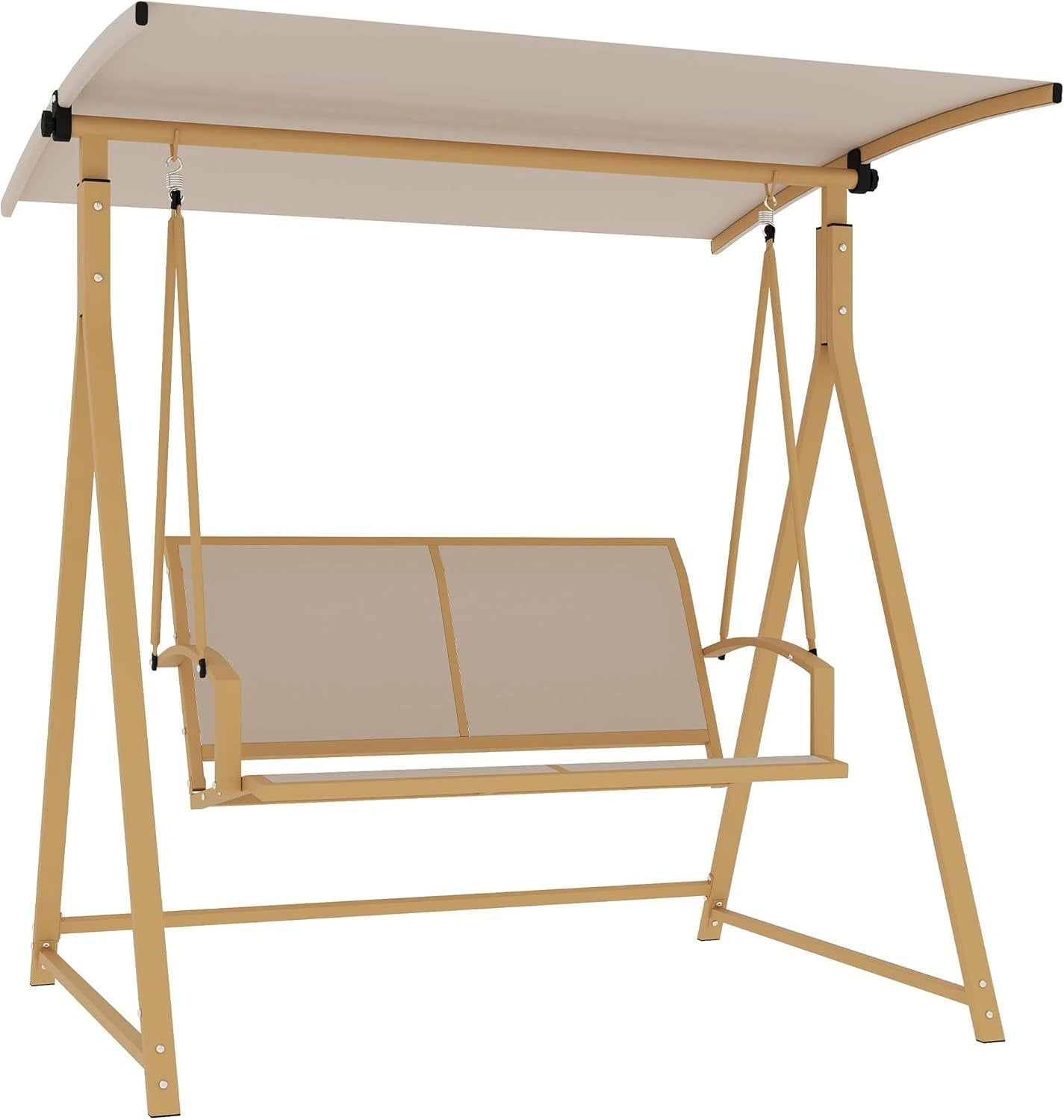 Balancelle de Jardin 2 Places avec Auvent Réglable UV 30+, Cadre en Métal Robuste, Charge 220 kg, 160x112x162 cm, Kaki