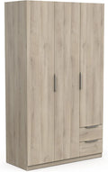 Garde-robe Moderne 3 Portes 2 Tiroirs Chêne Kronberg avec Penderie et Étagères