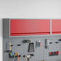 Armoire à outils en métal robuste avec tiroirs et étagères, rouge/gris, 100x25x35 cm, idéale pour garage et atelier