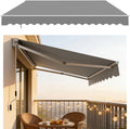 Auvent de Balcon Manuel, Aluminium et Polyester, Rétractable, Anti-UV, Imperméable, avec Manivelle, 300 x 250 cm, Gris