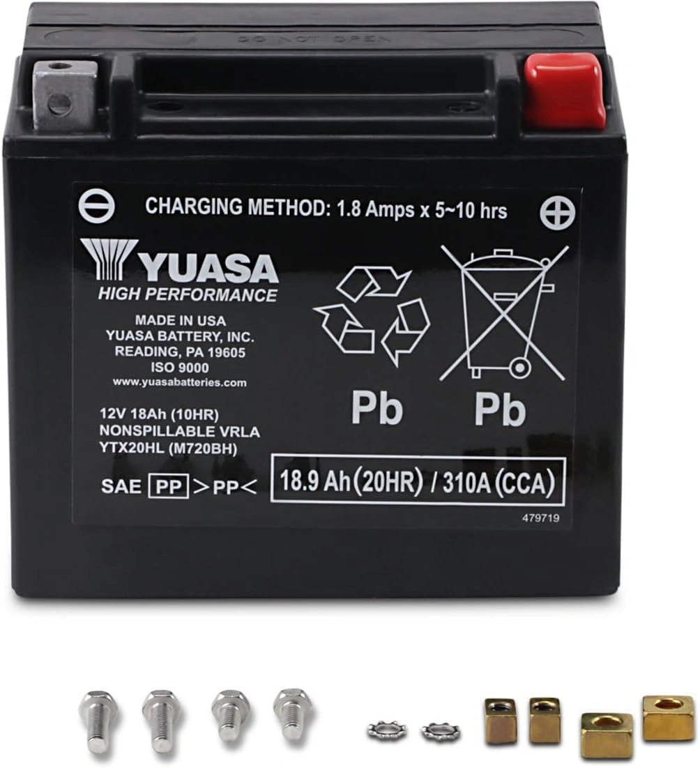 Batterie au Plomb Yuasa YTX20HL 12V 18Ah, Noir, Haute Performante