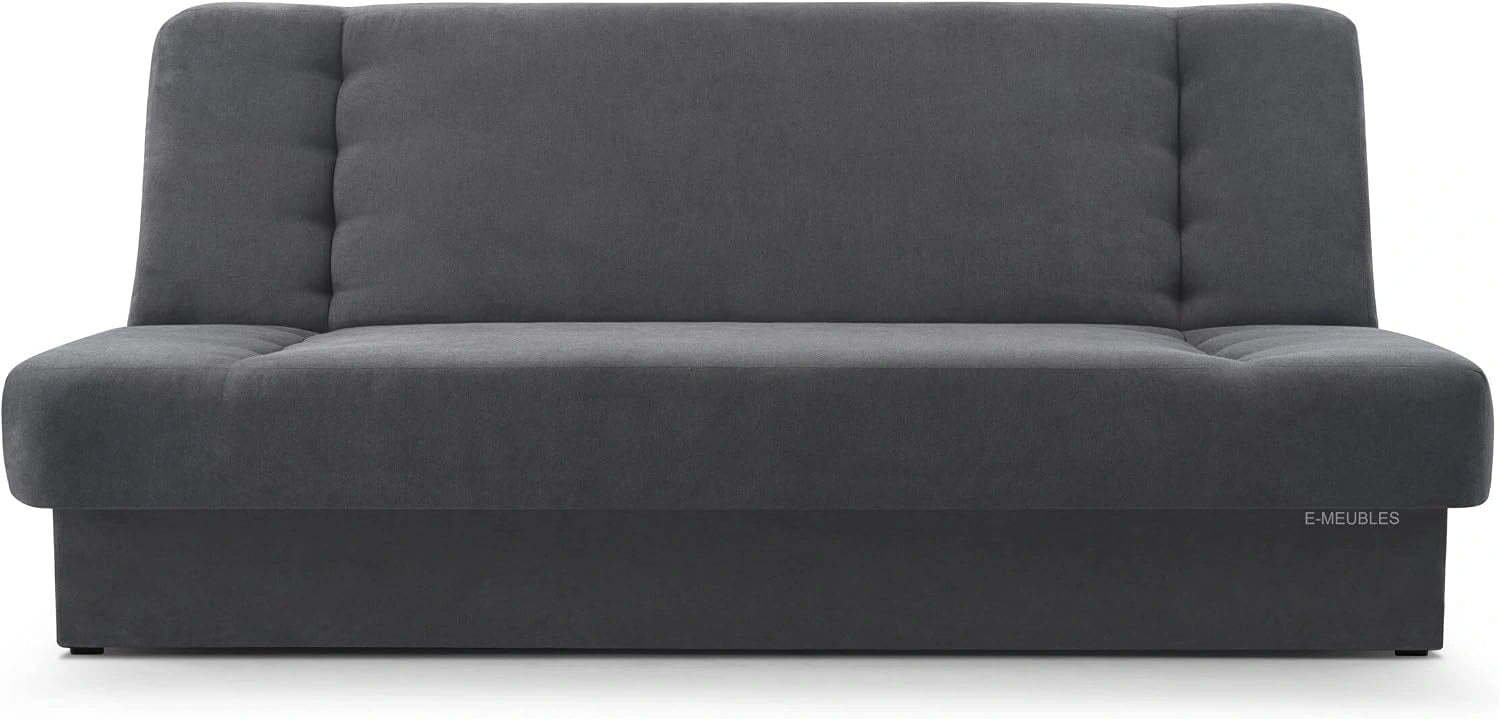 Canapé Convertible 3 Places avec Espace de Rangement – Sofa Clic-Clac en Tissu Gris Foncé