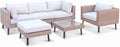 Ensemble de Jardin 5 Places en Résine Tressée Beige avec Coussins – Modèle Alba
