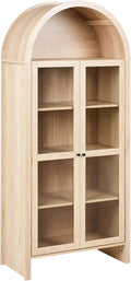 Armoire de Rangement avec Étagères et Vitrine en Verre, Bois Particules Chêne Clair