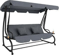 Balancelle de Jardin 3 Places avec Toit Réglable et Tablettes - Outsunny