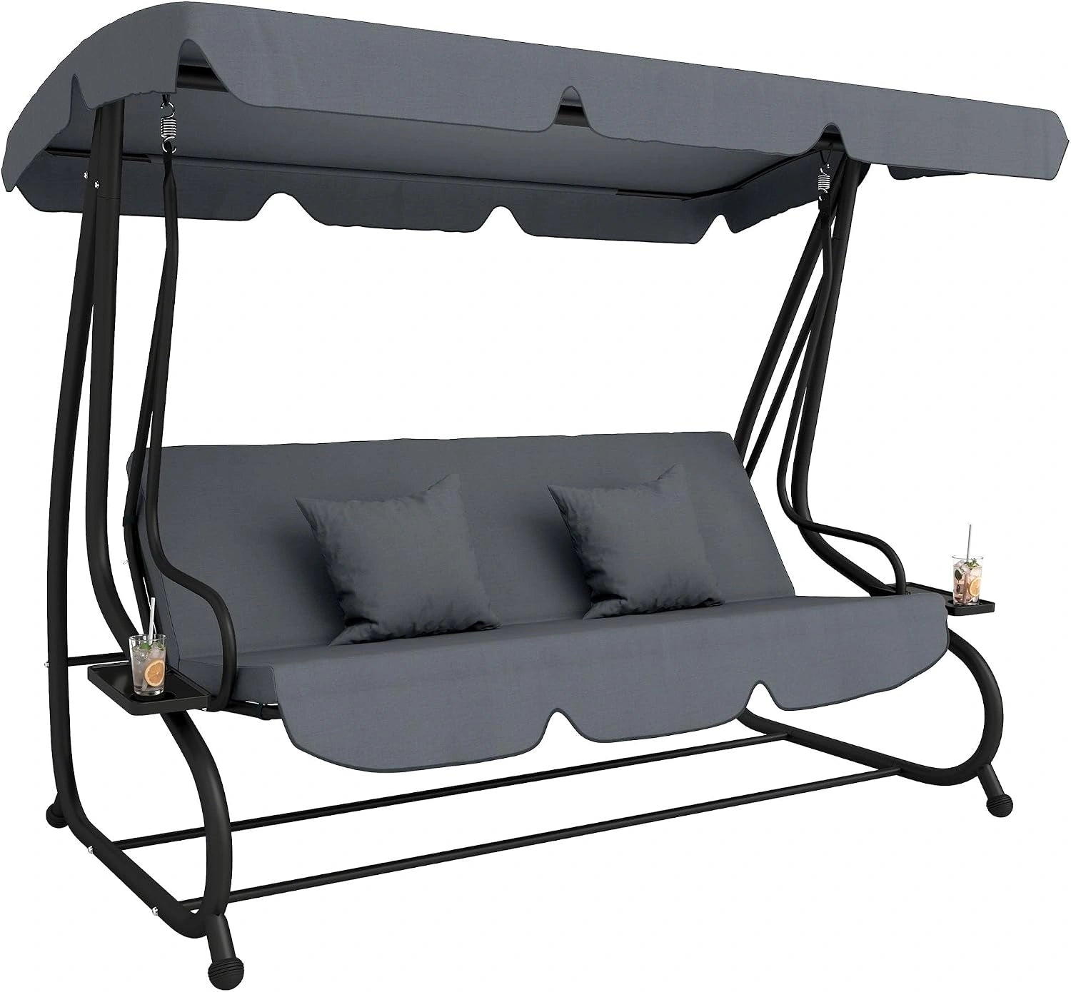 Balancelle de Jardin 3 Places avec Toit Réglable et Tablettes - Outsunny