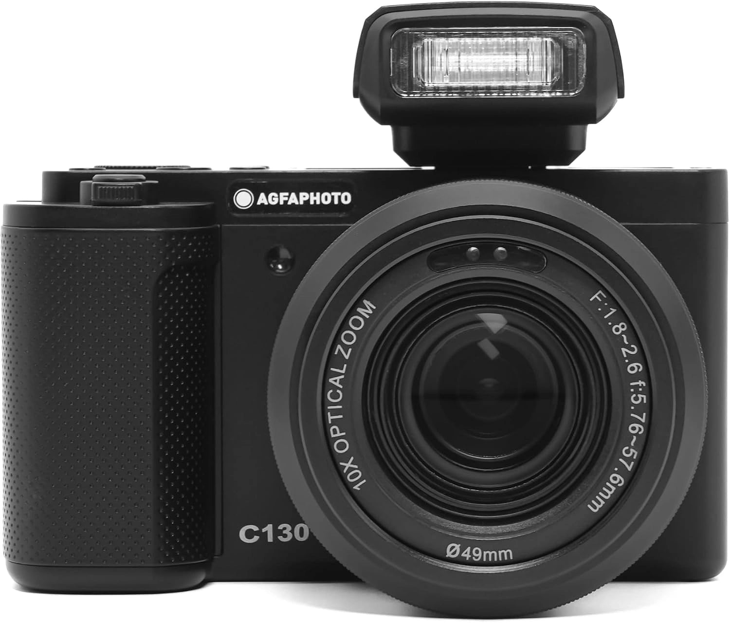 Appareil Photo Numérique Compact AGFAPHOTO C130, Écran LCD 2.8" Tactile, Stabilisation, Autofocus, Carte SD, Batterie - Noir