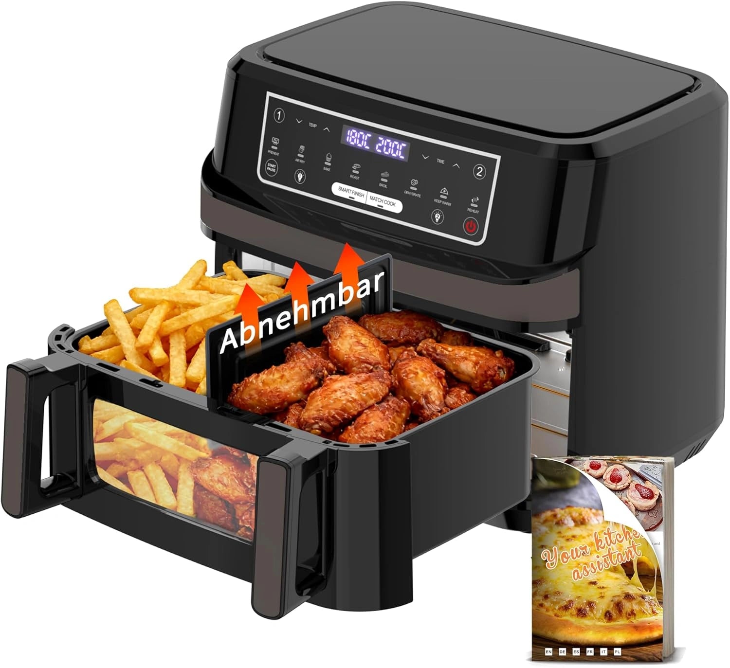 Maxi Friteuse à Air 12L avec Double Zone, 2600W, Contrôle Indépendant et Éclairage LED