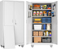 Armoire métallique verrouillable avec pegboard et roues, 5 étagères ajustables, acier enduit, pour outils et garage, 180x80x40cm
