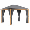Tonnelle de Jardin 4 x 3 m avec Rideaux et Protection Solaire