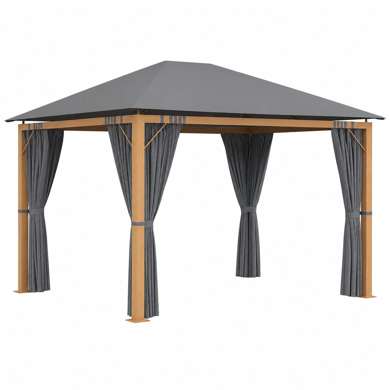 Tonnelle de Jardin 4 x 3 m avec Rideaux et Protection Solaire