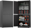 Armoire de Garage en Métal à 5 Niveaux avec Portes Verrouillables et Étagères Ajustables, 40 x 80 x 180 cm, Noir