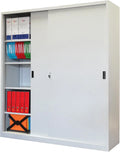 Armoire haute en métal avec portes coulissantes, 180x45x200 cm, gris