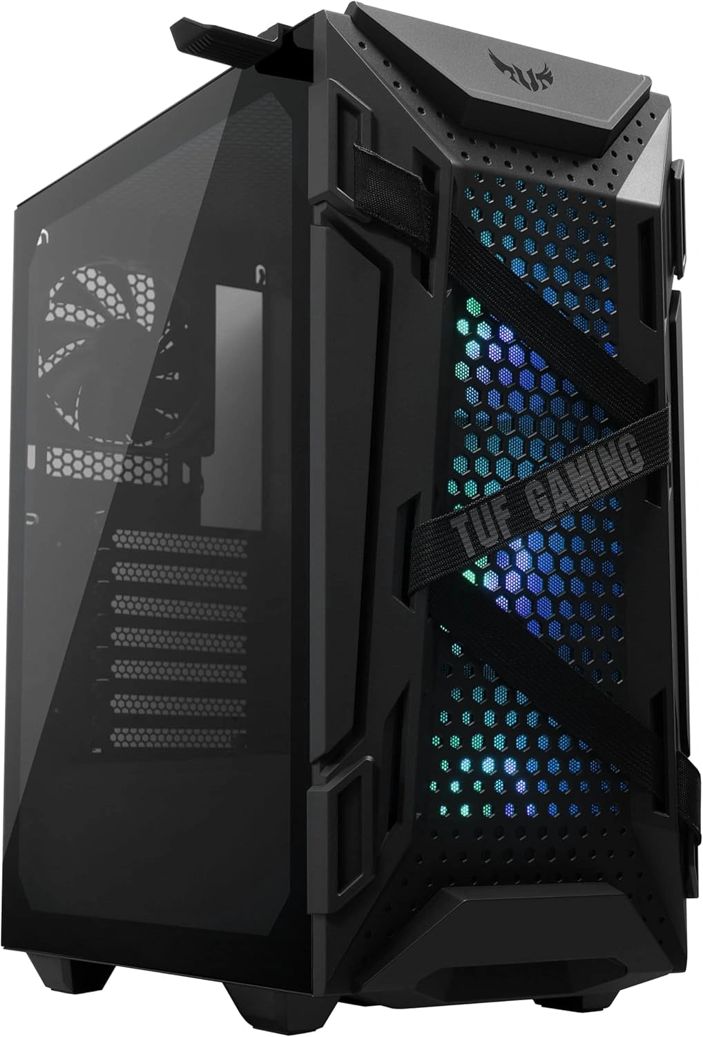 Boîtier PC Gaming ASUS TUF GT301 ATX avec Panneau en Verre Trempé, 4 Ventilateurs RGB Aura Sync
