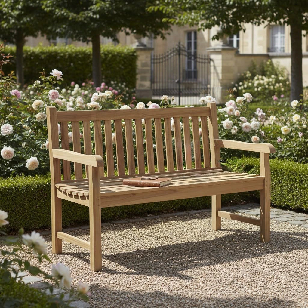 Banc en Teck Massif Notting Hill 130 cm pour Jardin