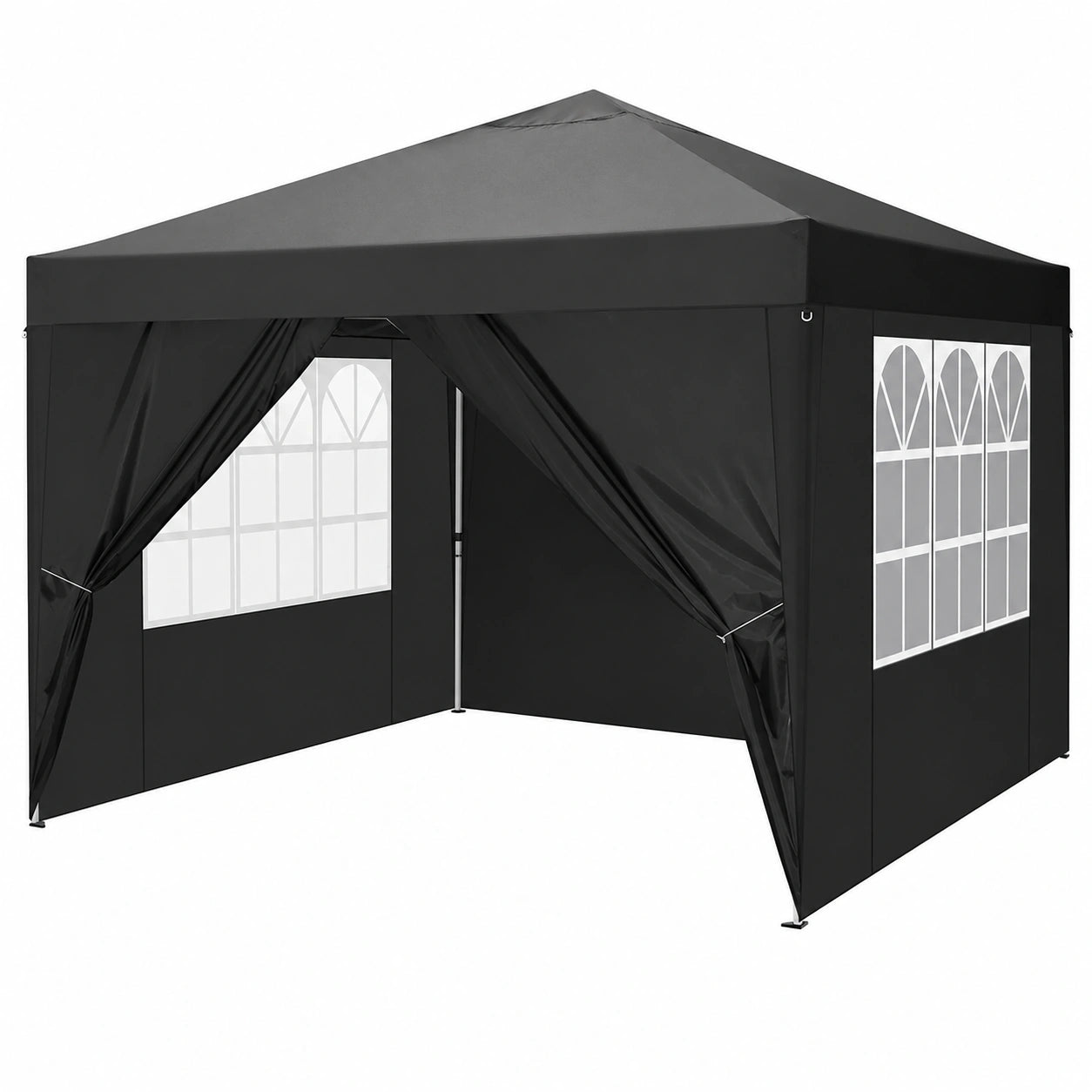 Tonnelle Extérieure Pliable 3x3 avec Parois Latérales et Fenêtres pour Événements
