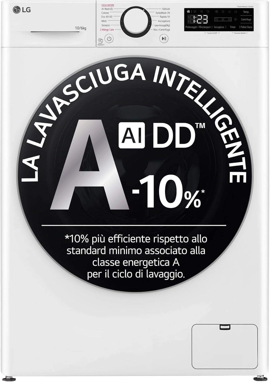 Lave-sécheuse LG AI DD 10/6 kg R5 avec TurboWash360 et Soin Allergies