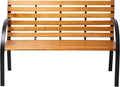 Banc de Jardin en Bois de Cèdre - 2 Places - Structure Acier Noir Mat - Usage Extérieur ou Intérieur - Dimensions 122x60x83 cm