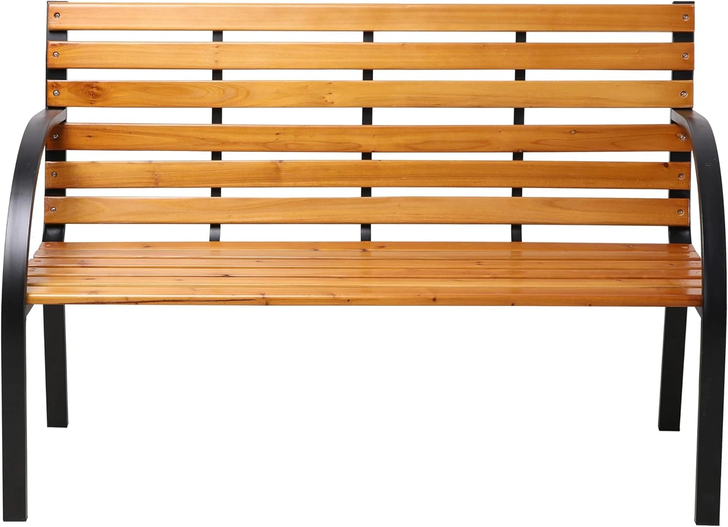 Banc de Jardin en Bois de Cèdre - 2 Places - Structure Acier Noir Mat - Usage Extérieur ou Intérieur - Dimensions 122x60x83 cm