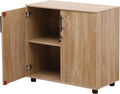 Armoire de Rangement en Chêne avec Serrure, Bibliothèque 75 cm pour Bureau et Garage