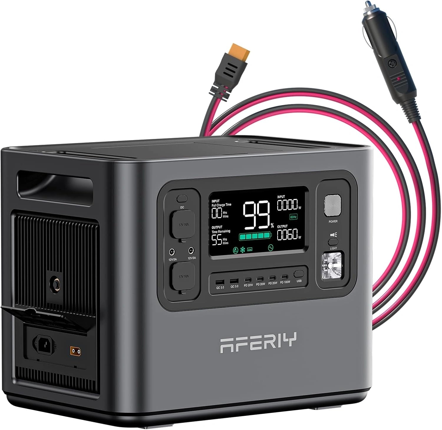 Générateur Portable 2400W AFERIY, Batterie 2048Wh, Charge Rapide, Stations Électriques avec Sorties Multiples, Écran LCD, Idéal pour Camping et Pannes