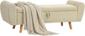HOMCOM Coffre de Rangement en Velours Beige avec Accoudoirs 73L