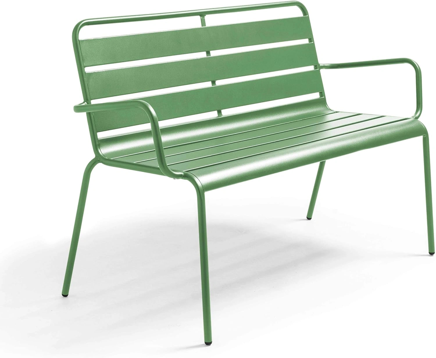 Banc de Jardin en Métal Vert Cactus - Modèle Palavas - Oviala