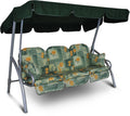 Balancelle de Jardin 3 Places avec Coussins Amovibles, Structure Acier Inoxydable, Toit Ajustable, 210x145x160 cm, Capacité 270 kg, Fabriqué en Allemagne (Motif Vert-Orange)