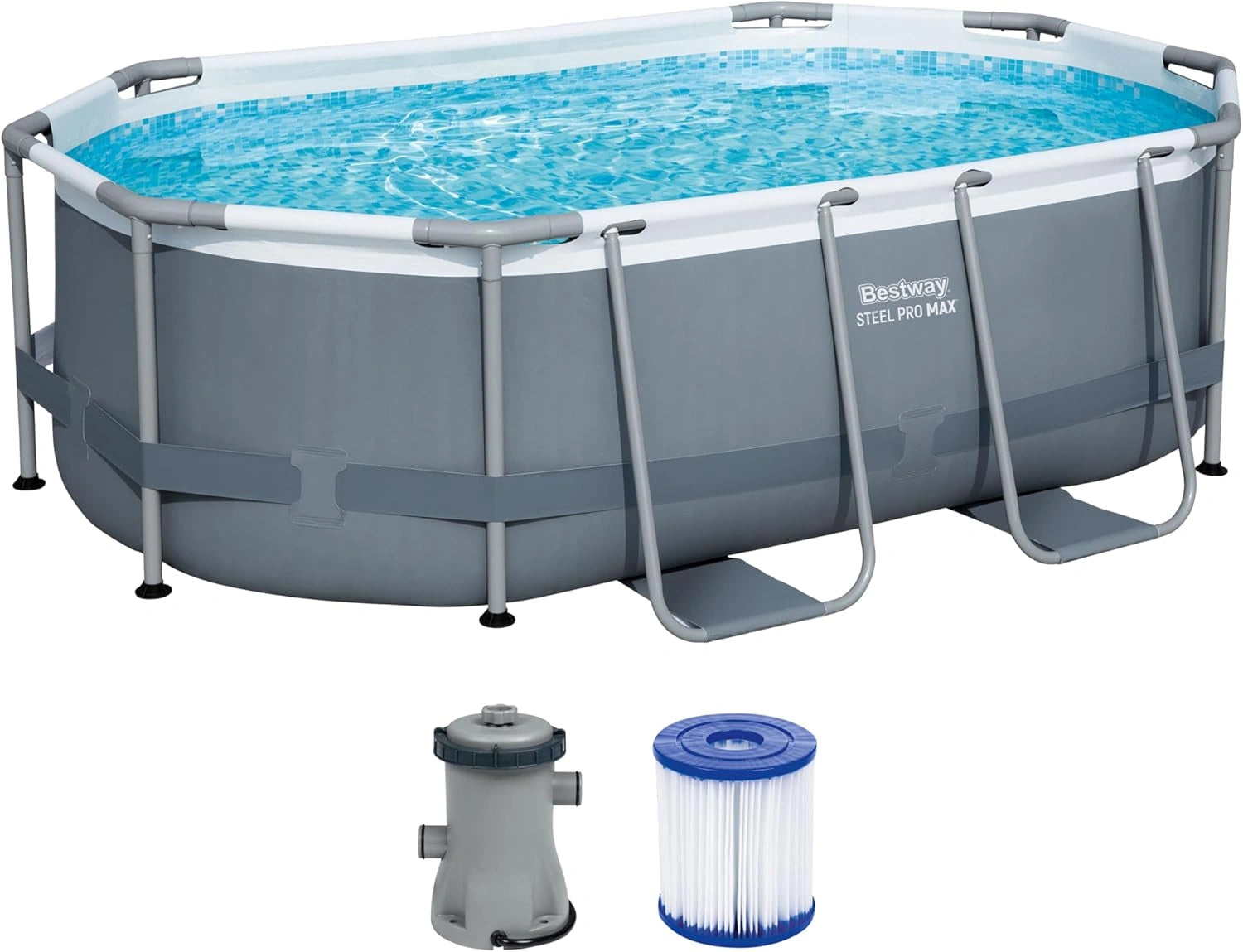 Piscine Hors Sol Bestway Steel Pro Max - 305x200x84 cm - Couleur Grise