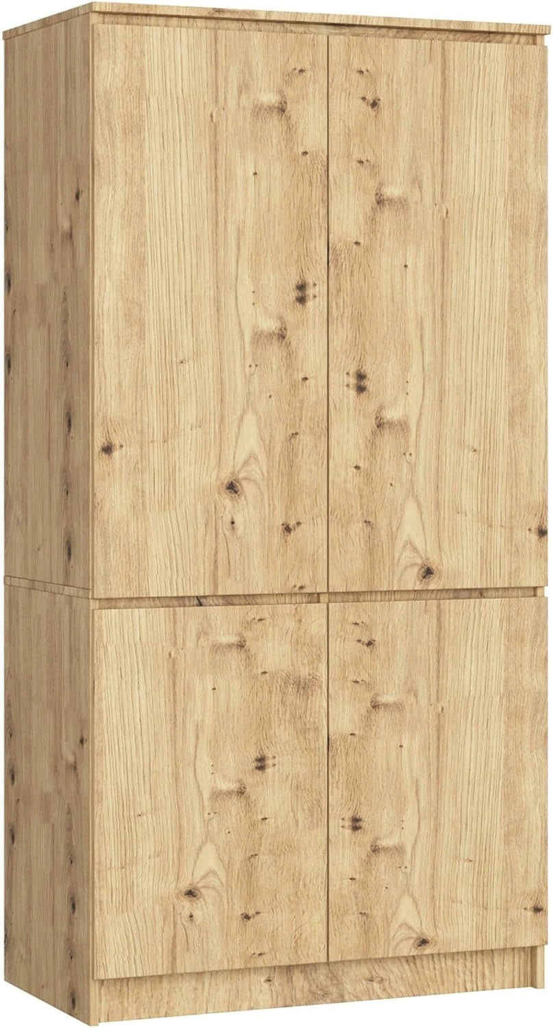 Armoire AKORD S90 avec 4 Portes, Chêne Artisanal, 90 x 180 x 51 cm