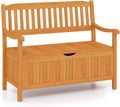 Banc de Jardin en Acacia avec Coffre de Rangement, Dossier et Accoudoirs, 2 Places, 107x59x90 cm, Extérieur Résistant