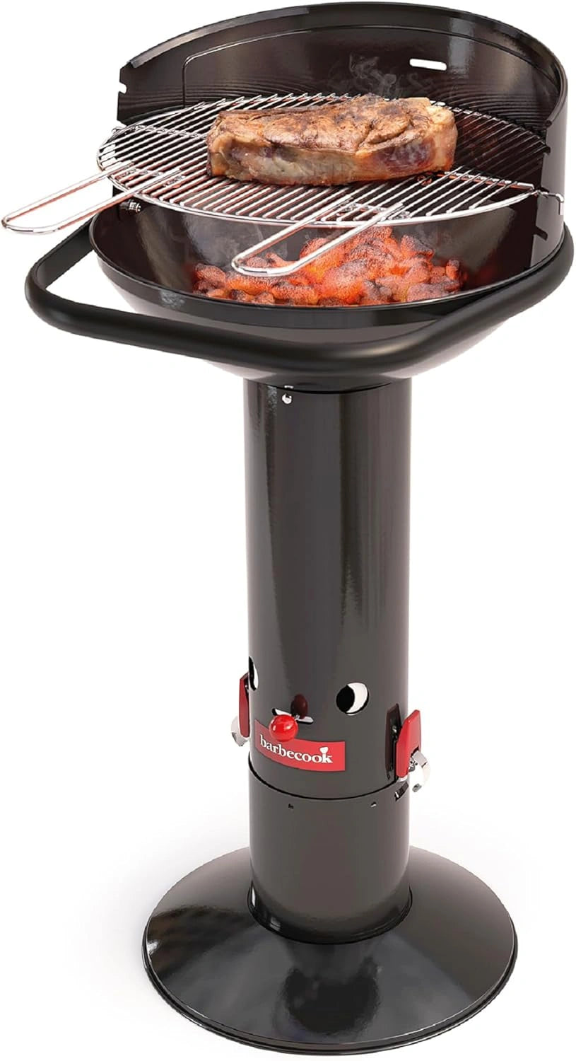 Barbecook Loewy 45 Barbecue au charbon avec pare-vent pour 6 convives, noir, dimensions 43x43x97cm