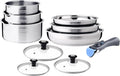 Ensemble de Cuisson 10 Pièces en Acier Inoxydable, Casseroles et Poêles Antiadhésives avec Couvercles, Tous Feux, Poignée Amovible