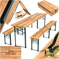 Ensemble de Table et Banc de Jardin en Bois Pliable avec Support Parasol