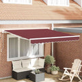 Store manuel bordeaux 3x2,5m avec cadre en aluminium revêtu, tissu anti-UV pour balcon, terrasse et jardin