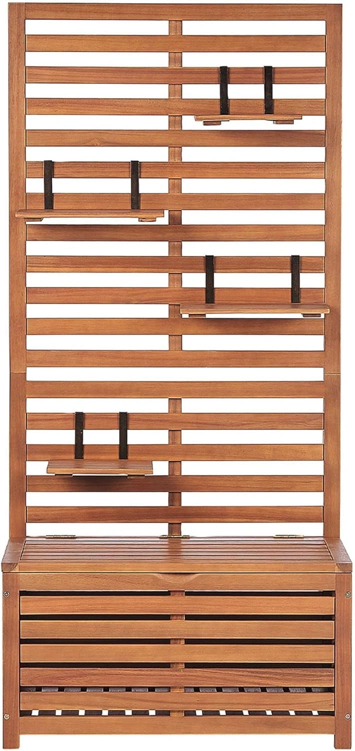 Coffre de Rangement Extérieur en Bois d'Acacia avec Étagères, 80 cm - Matino