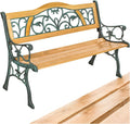 Banc de Jardin en Bois et Fer Forgé Résistant aux Intempéries