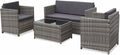Ensemble de Jardin en Résine Tressée - 4 Places - Canapé et Fauteuils Gris - Table Basse Perugia