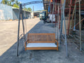 Balançoire de Jardin 2 Places en Acacia avec Coussin et Dossier Réglable, Capacité 360 kg, Pour Terrasse ou Porche