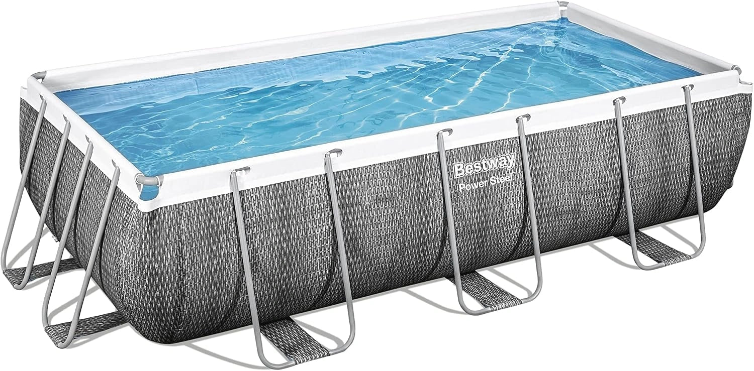 Piscine Hors Sol Power Steel Bestway avec Motif Rotin - 404 x 201 x 100 cm