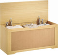 Coffre de Rangement en Rotin 136L avec Couvercle Sécurisé et Design Épuré, 100x40x45cm, Chêne